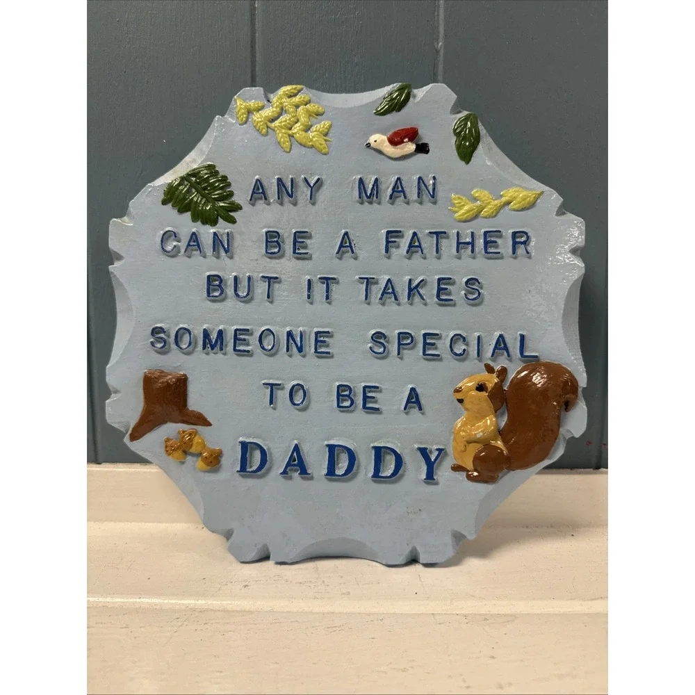 Vintage Father's Day Dad Daddy Bird Squirrel Chalkware Plaster‎ Wall Plaque Gift